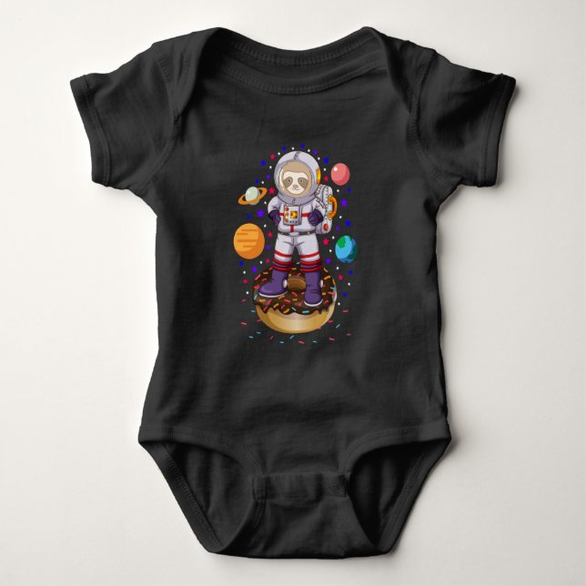 Space Sloth Astronaut Galaxy Planet Donut Candy Baby Bodysuit (Front)