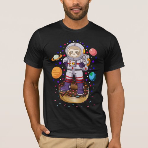 Space Sloth Astronaut Galaxy Planet Donut Candy T_Shirt