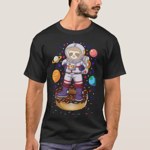 Space Sloth Astronaut Galay Planet Donut donut bir T_Shirt