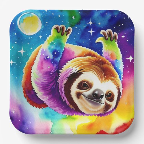 Space Sloth Funny and Cute Paper Plate