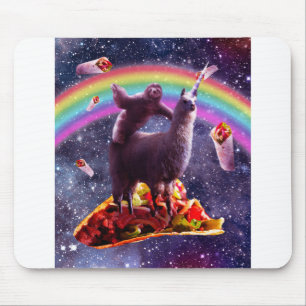 Space Sloth Riding Llama Unicorn - Taco & Burrito Mouse Pad