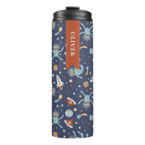 Space Sloths Cute Pattern _ Add Name Thermal Tumbler