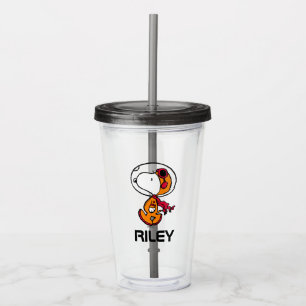 SPACE   Snoopy Astronaut   Add Your Name Acrylic Tumbler