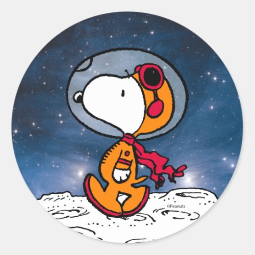 SPACE  Snoopy Astronaut Classic Round Sticker