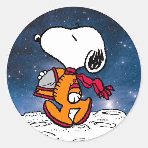 SPACE  Snoopy Classic Round Sticker