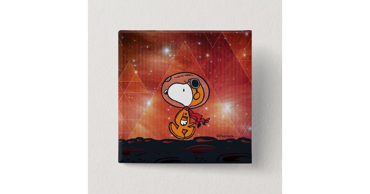 Moonwalk Button SPACE | Snoopy Geometric Moon Walk Button | Zazzle
