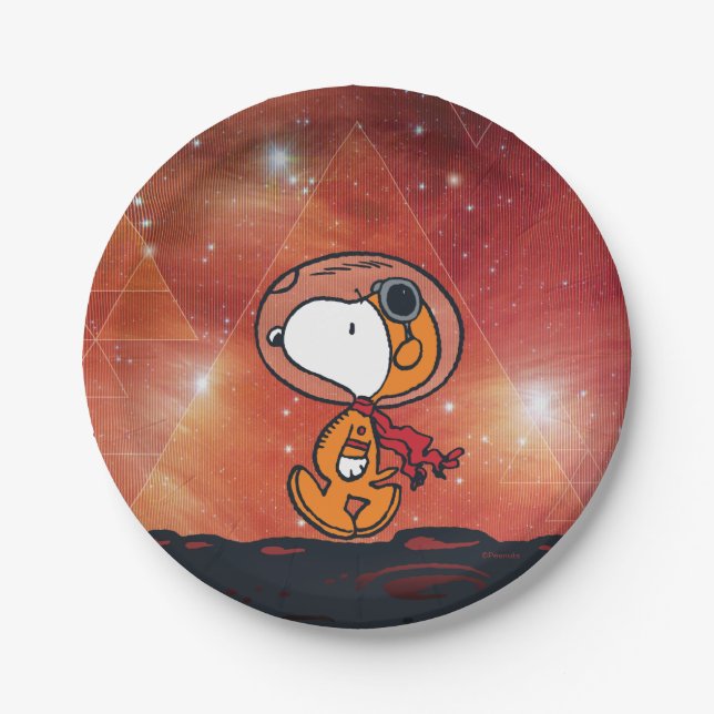 SPACE | Snoopy Geometric Moon Walk Paper Plates (Front)