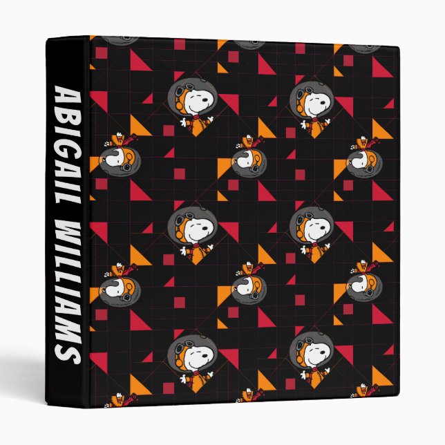 SPACE | Snoopy Space Suit Black Pattern 3 Ring Binder (Front/Spine)