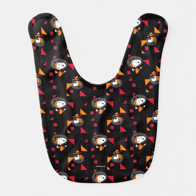 SPACE | Snoopy Space Suit Black Pattern Baby Bib (Front)