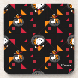 SPACE Snoopy Space Suit Black Pattern Beverage Coaster