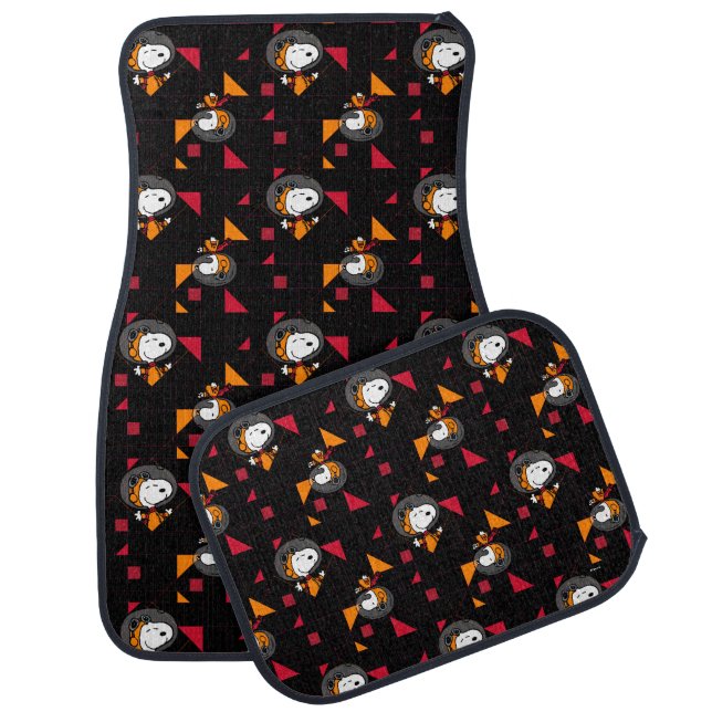SPACE | Snoopy Space Suit Black Pattern Car Floor Mat (Set)