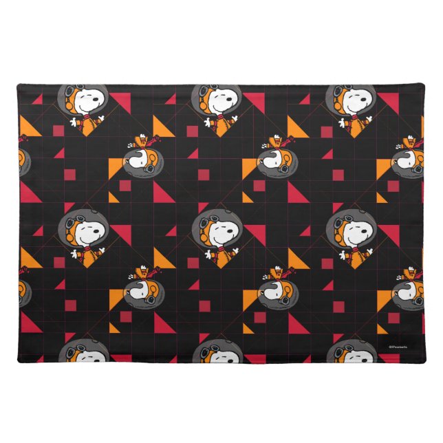 SPACE | Snoopy Space Suit Black Pattern Cloth Placemat (Front)
