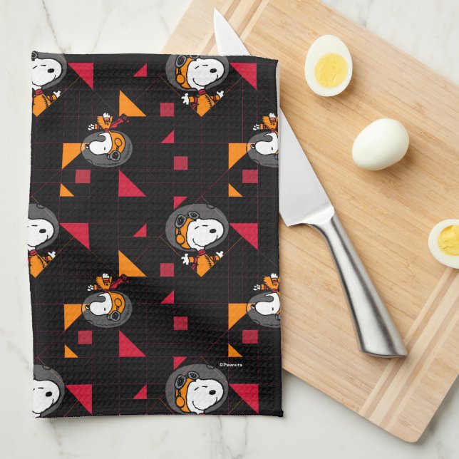 SPACE | Snoopy Space Suit Black Pattern Kitchen Towel (Quarter Fold)