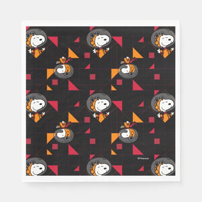 SPACE | Snoopy Space Suit Black Pattern Napkins (Front)