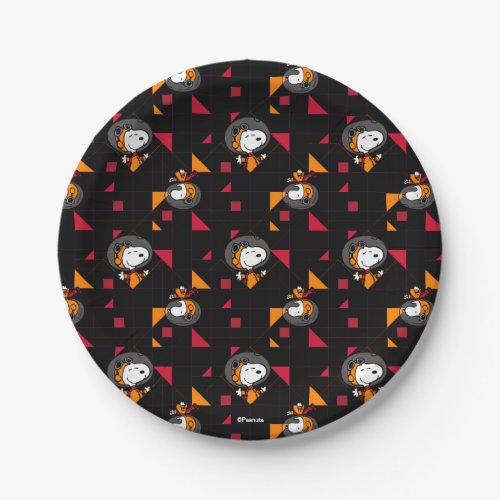 SPACE  Snoopy Space Suit Black Pattern Paper Plates