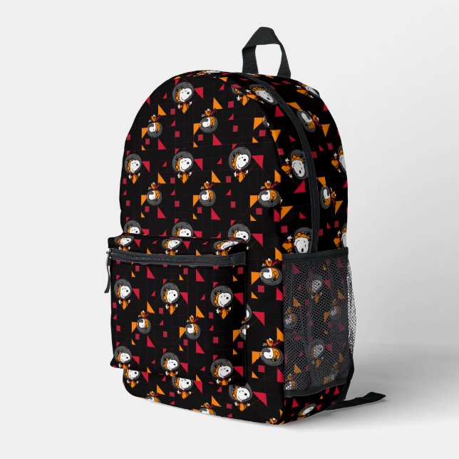SPACE | Snoopy Space Suit Black Pattern Printed Backpack (Back Corner Right)