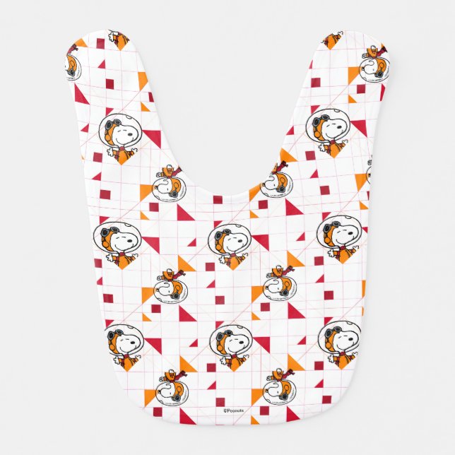 SPACE | Snoopy Space Suit White Pattern Baby Bib (Front)