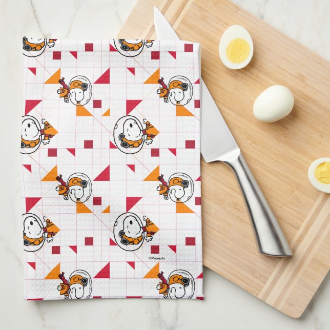 SPACE | Snoopy Space Suit White Pattern Kitchen Towel (Quarter Fold)