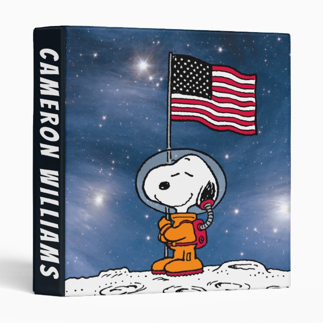 SPACE | Snoopy With Flag Astronaut 3 Ring Binder (Front/Spine)