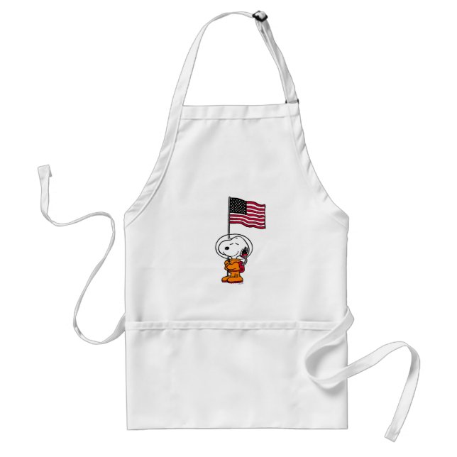 SPACE | Snoopy With Flag Astronaut Adult Apron (Front)