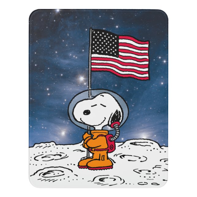 SPACE | Snoopy With Flag Astronaut Door Sign (Contemporary Vert)