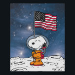 SPACE | Snoopy With Flag Astronaut Faux Canvas Print<br><div class="desc">This Peanuts artwork celebrates the 50th Anniversary of the 1969 Apollo 10 orbit of the moon and the Apollo 11 moon landing. This design features Snoopy in his orange space suit flying the American flag.</div>