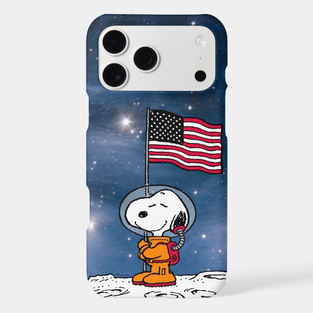 SPACE | Snoopy With Flag Astronaut Iphone Case (Back)