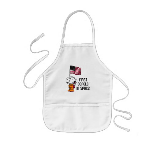 SPACE  Snoopy With Flag Astronaut Kids Apron