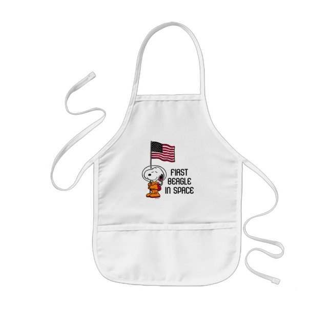 SPACE | Snoopy With Flag Astronaut Kids' Apron (Front)