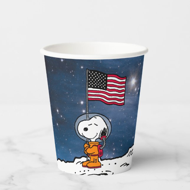 SPACE | Snoopy With Flag Astronaut Paper Cups (Front)