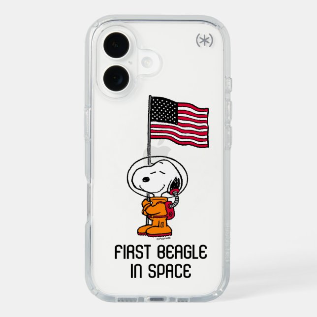 SPACE | Snoopy With Flag Astronaut Speck iPhone Case (Front)