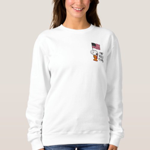 SPACE  Snoopy With Flag Astronaut Sweatshirt