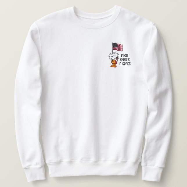 SPACE | Snoopy With Flag Astronaut Sweatshirt (Design Front)