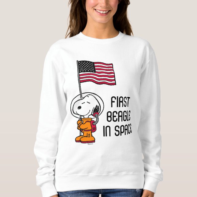 SPACE | Snoopy With Flag Astronaut Sweatshirt (Front)