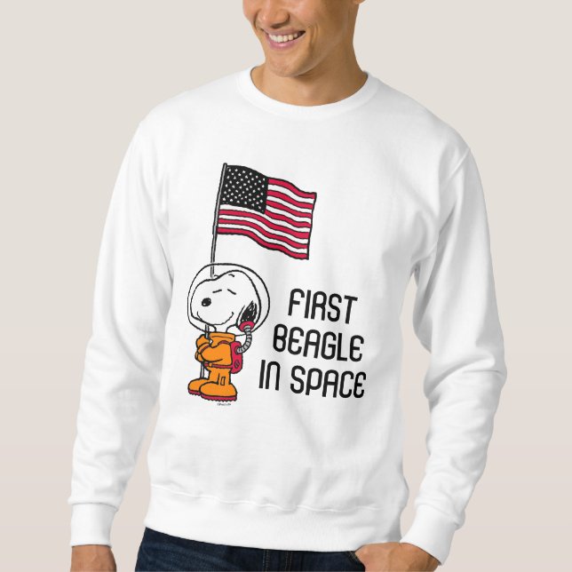 SPACE | Snoopy With Flag Astronaut Sweatshirt (Front)