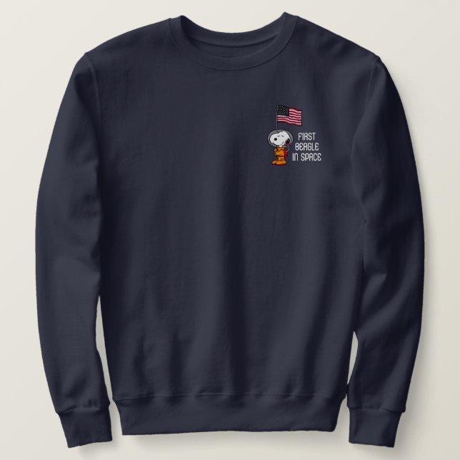 SPACE | Snoopy With Flag Astronaut Sweatshirt (Design Front)