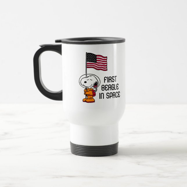 SPACE | Snoopy With Flag Astronaut Travel Mug (Left)