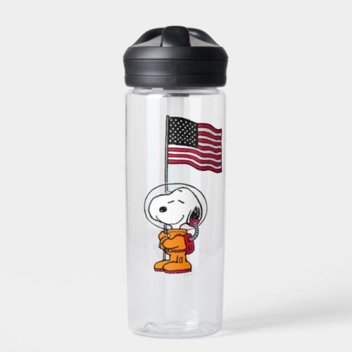 SPACE  Snoopy With Flag Astronaut Water Bottle