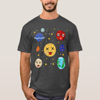 Space Solar System Astronomy Lover Cute Planets T-Shirt