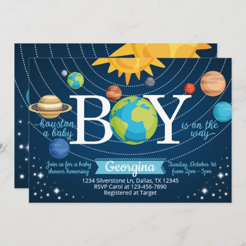 Space Solar System Baby Shower Invitation Invite