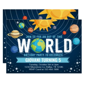 Space Solar System Birthday Party Invitation
