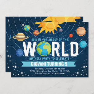 Space Solar System Birthday Party Invitation