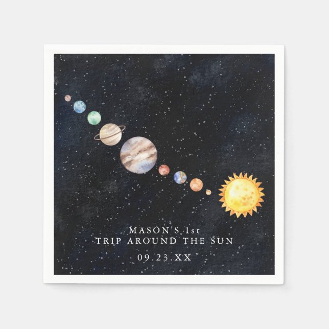 Space | Solar System Birthday Party Napkins (Front)