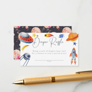 Space Solar System Diaper Raffle Enclosure Card