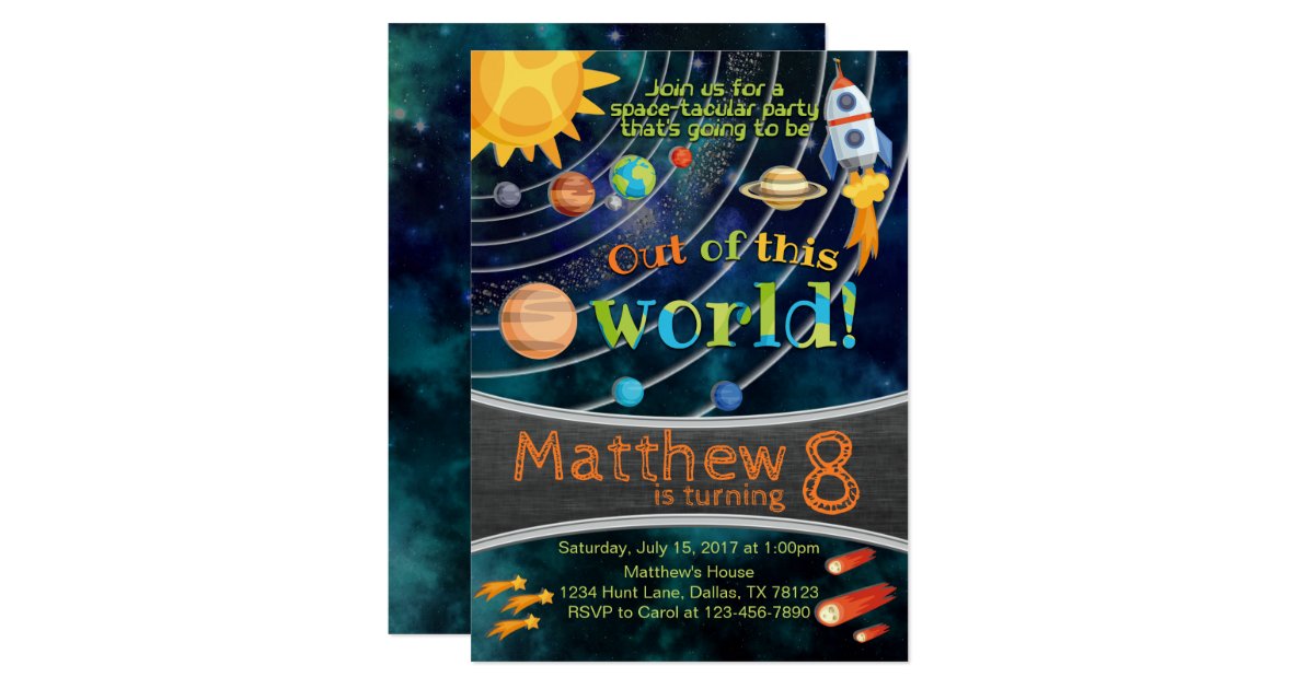 Space Solar System Planet Birthday Invitation Zazzlecom