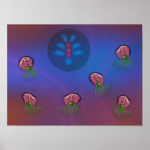 Space squids and human form poster