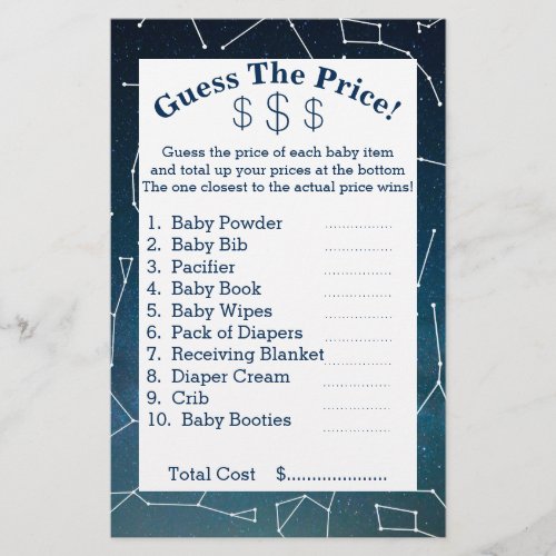 Space  Star Constellations Guess The Prices Flyer