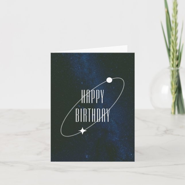 Space Starry Night Universe Happy Birthday  Card (Front)