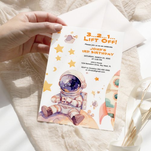 Space Stars  Astronauts Kids birthday Invitation