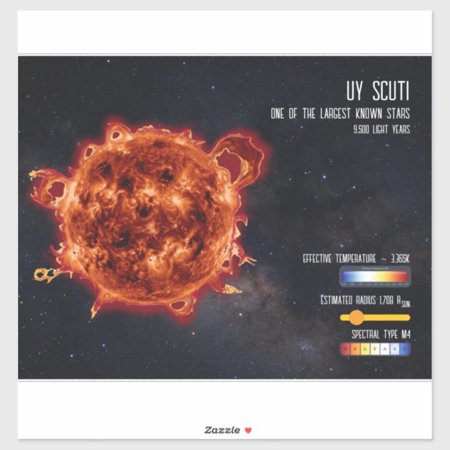 Space Stars Astronomy Biggest Star Science Info Sticker (Sheet)